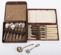 A set of six silver plated Apostle spoons with a set of silver plated cased butter knives