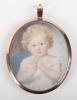 A 19th century miniature bust portrait of a child, on ivory