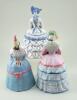 Three dressing table boxes, two bisque boxes Victorian Lady with large fur muff - 2