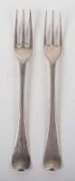 A pair of George I three prong table forks, London 1725/26