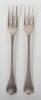 A pair of George I three prong table forks, London 1725/26