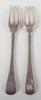 A pair of George I three prong table forks, London 1725/26 - 2