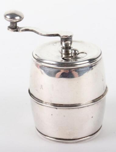 A 20th century silver pepper grinder