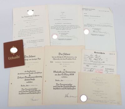 Third Reich Polizei Document Grouping to Meister in der Gendarmerie K. Schmidt