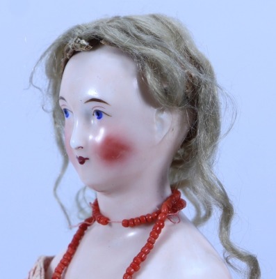 A rare Berlin glazed china shoulder head lady doll, circa 1860, - 2