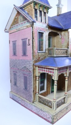 A large Moritz Gottschalk blue roof dolls house and contents, German circa 1900, - 6