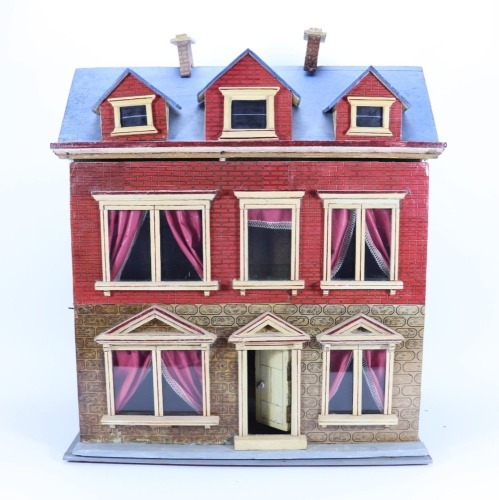 A Moritz Gottschalk blue roof dolls house, German circa 1905,