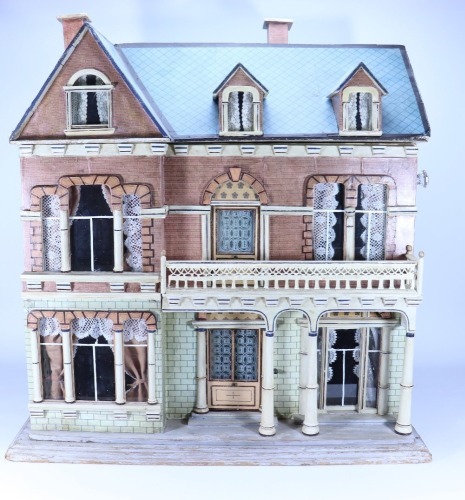 An impressive Christian Hacker painted wooden Dolls House, German 1890s,