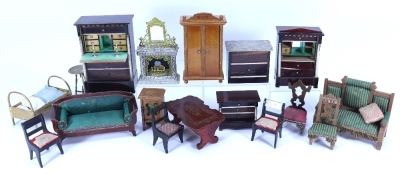 A collection of dolls house furniture, German late 19th century,