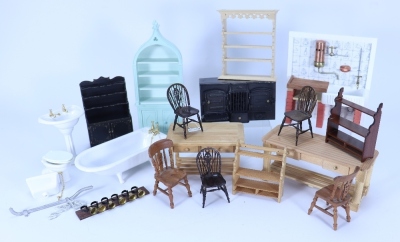 Kitchen and Bathroom 1/12th scale Dolls House furniture,