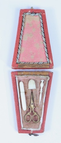 A charming miniature sewing set for fashion doll, French circa 1870,