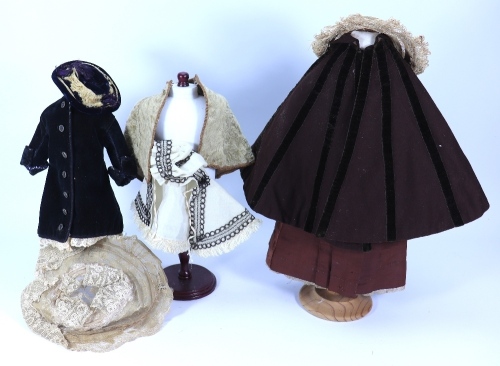 A selection of early French fashion doll clothes, circa 1870,