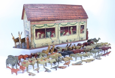 A good wooden and paper chromolithographed Noah’s ark and animals, German circa 1900, - 2