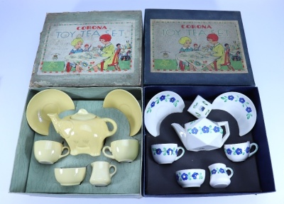 Two boxed Royal Corona Ware Toy Tea sets, 1930s,