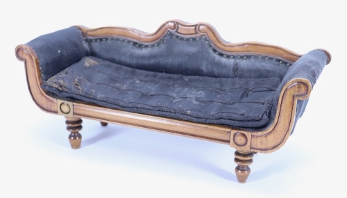 A miniature wooden Empire style sofa, circa 1870,