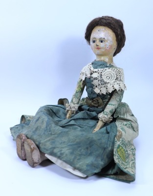 *Early English George III carved wooden doll, circa 1780, - 3