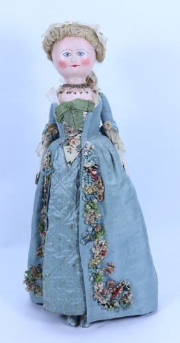 Early English George III carved wooden doll, circa 1780,