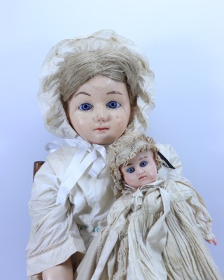 A large Cuno & Otto Dressel wax over composition shoulder head doll, German circa 1900, - 2