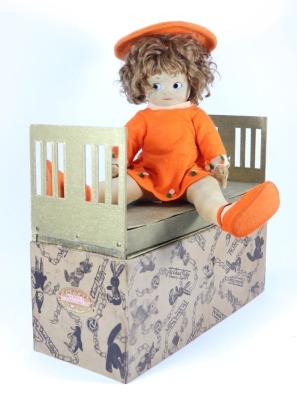 A rare Chad Valley Bambina cloth doll in original box/bed, English 1920s, - 2