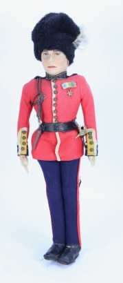 A King George VI Alpha Farnell cloth doll in Guards uniform, English circa 1937,