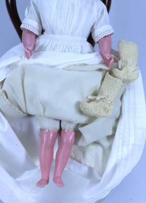 A Pierotti poured wax shoulder head doll, English circa 1860 , - 3