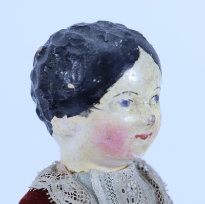 Early papier-mache shoulder head doll, German circa 1840, - 2