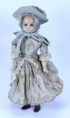 Two wax over composition shoulder head doll, German 1880/1900,