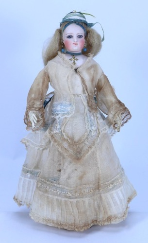 A good all original bisque shoulder head fashion doll, French circa 1870,