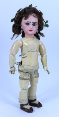 A rare Rabery & Delphieu mechanical walking bisque head bebe doll, French circa 1890, - 3