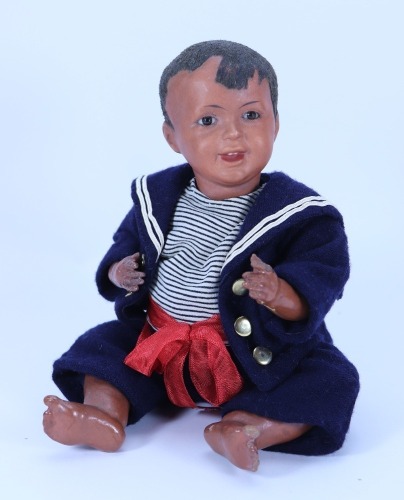 A rare S.F.B.J 235 brown bisque head baby doll, German, circa 1910,