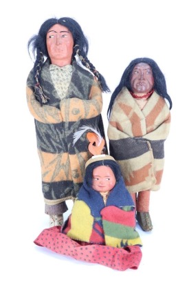 Three Skookum North American dolls,