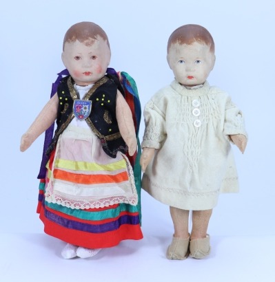 A pair of Bing art cloth dolls in Kathe Kruse style, German 1920s,