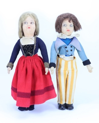 A pair of cloth dolls, Italian 1930s,