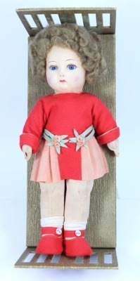A rare Chad Valley Mabel Lucy Attwell cloth doll in original box/bed, English 1920s, - 3