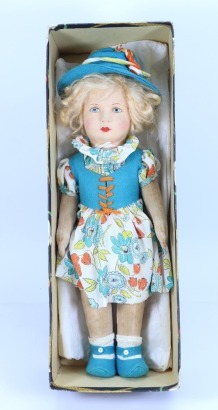 A Chad Valley cloth doll in original box, English 1920s,