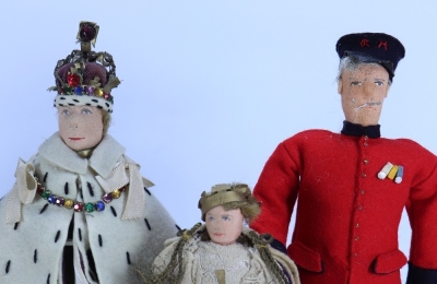 A group of six Liberty of London British Coronation cloth dolls, 1937, - 3