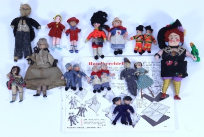Grecon WWII Service Favours Mascot brooch lapel pins, part of an important archive of Grecon dolls,