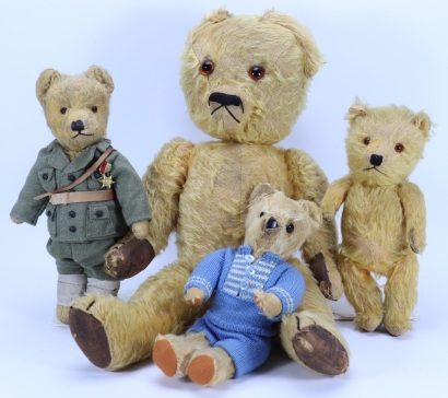 Four post war mohair Teddy bears,