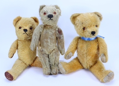 Three post war English mohair Teddy bears,