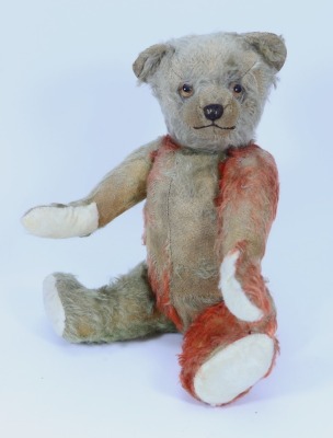 A Chad Valley blue and red mohair Coronation Teddy bear, English 1937,