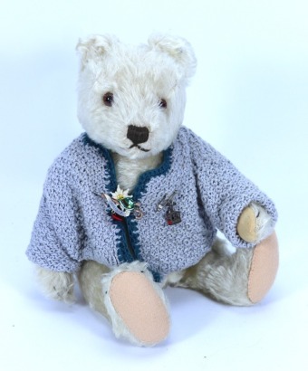 A post war white mohair Steiff Teddy bear,