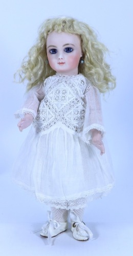 A small reproduction portrait Jumeau bisque head doll, 1994,