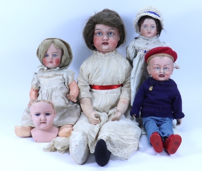 A bisque head character boy doll, English 1920s,