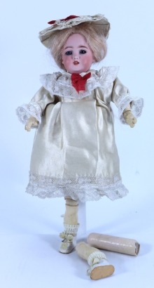 A Simon & Halbig 1249 all original bisque head doll, German, circa 1910,