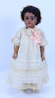 A Simon & Halbig 1078 black bisque head doll, German circa 1910,