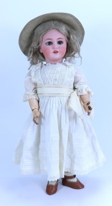 A DEP bisque head girl doll, German circa 1910,