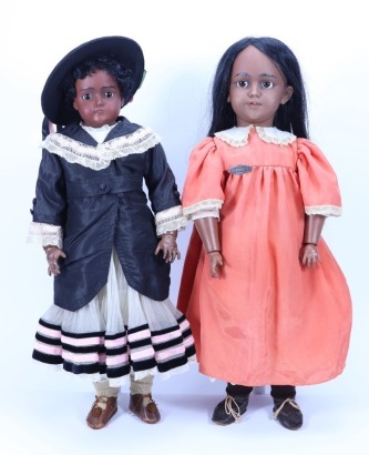 A rare Simon & Halbig 1249 ‘Santa’ black bisque head doll, German circa 1910,