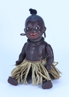 A Heubach Koppelsdorf 463 black bisque head character baby doll, German 1920s,