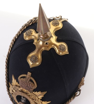 Post 1902 British Officers Home Service Blue Cloth Helmet of the Loyal North Lancaster Regiment - 6