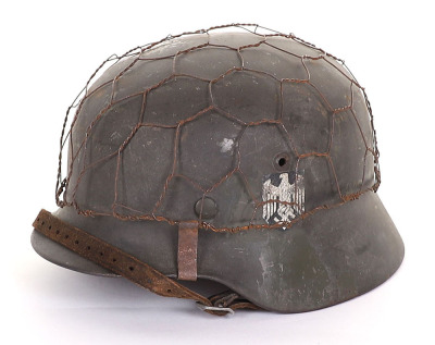 WW2 German Army M-35 Single Decal Steel Combat Helmet - 3